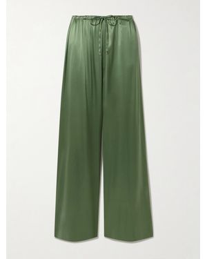 Dries Van Noten Silk-Blend Satin Straight-Leg Pants - Green
