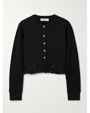 Sea Iyla Guipure Lace-Trimmed Cotton Cardigan - Black