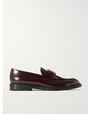 Chloé Marcie Embellished Leather Loafers - Red