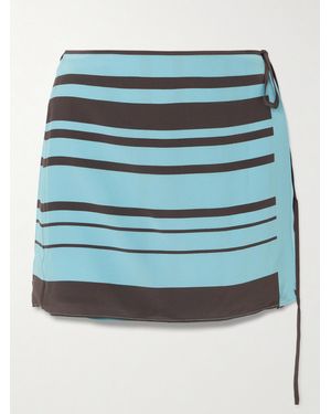 SIR. Rioja Mini-Wickelrock Aus Seiden-Crêpe Mit Streifen - Blau
