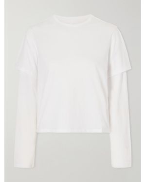 Still Here Double Cotton-Jersey T-Shirt - White