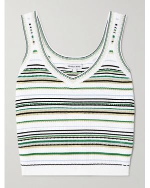 Veronica Beard Carlin Striped Ribbed-Knit Tank - Grey