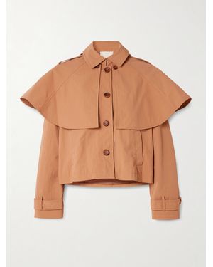 Ulla Johnson River Cape-Effect Crinkled-Shell Jacket - Brown