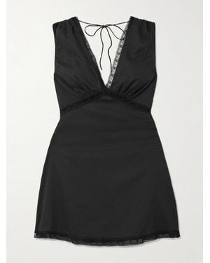 Faithfull the Brand Denise Lace-Trimmed Cotton-Voile Mini Dress - Black