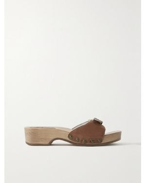 RE/DONE + Net Sustain + Scholl Buckled Leather Clogs - Brown