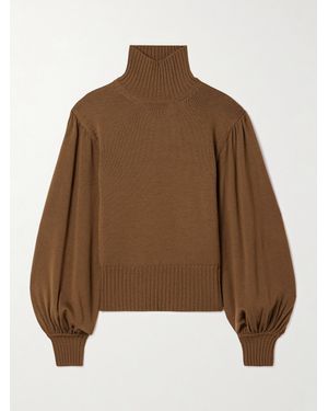 Max Mara Pullover Aus Wolle Mit Stehkragen - Braun