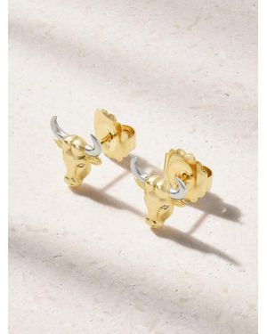 Brent Neale Taurus 18-Karat And Rhodium Diamond Earrings - Natural
