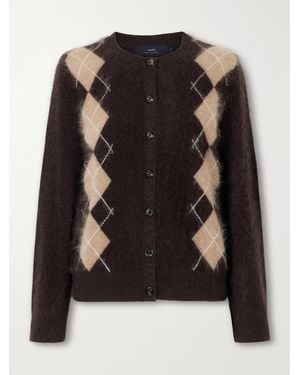 arch4 Arlo Argyle Brushed Cashmere Cardigan - Black