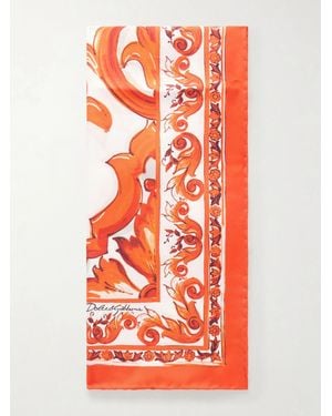 Dolce & Gabbana Printed Silk-Twill Foulard - Red