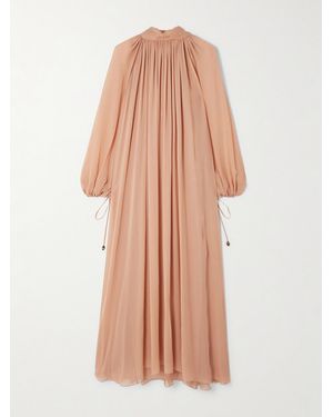 Chloé Pleated Silk-Georgette Midi Dress - Pink