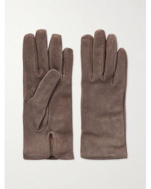 Nour Hammour Suede Gloves - Brown