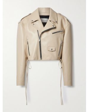 Magda Butrym Cropped Leather Biker Jacket - Natural