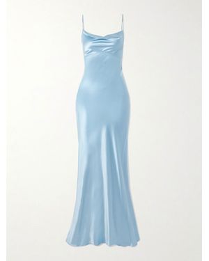 Rosamosario Ricca Draped Silk-Satin Nightdress - Blue
