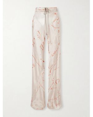 Rick Owens Bias Paneled Printed Satin Pants - Natural