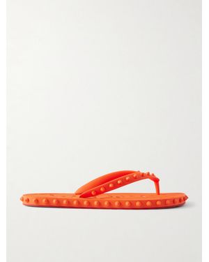 Christian Louboutin Super Loubi Studded Rubber Flip Flops - Red