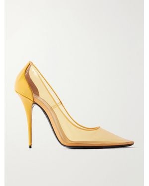 Saint Laurent Folie 110 Leather-Trimmed Tpu Pumps - Metallic