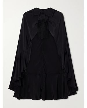 Johanna Ortiz Aromatic Garden Fringed Silk-Crepe Cape - Black