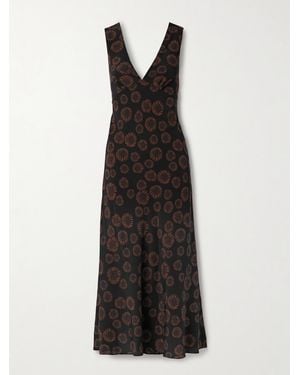 Matteau Floral-Print Silk Crepe De Chine Maxi Dress - Black