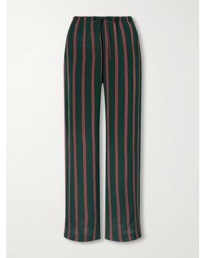 Dries Van Noten Striped Satin Wide-Leg Pants - Green
