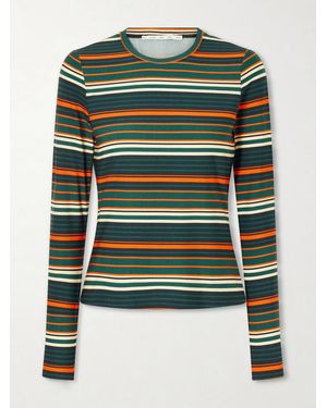 Proenza Schouler Mae Striped Stretch-Jersey T-Shirt - Green