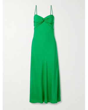 La Ligne Twist-Front Cutout Silk Midi Dress - Green