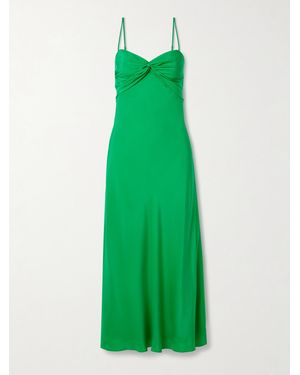 La Ligne Twist-Front Cutout Silk Midi Dress - Green