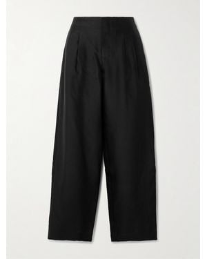 STAUD Pierre Twill Wide-Leg Trousers - Black