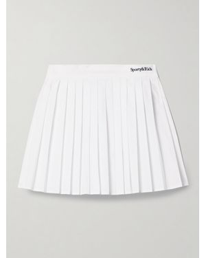 Sporty & Rich Anae Embroidered Pleated Cotton-Poplin Mini Skirt - White
