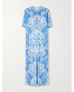Borgo De Nor Calista Linen Printed Maxi Dress - Blue