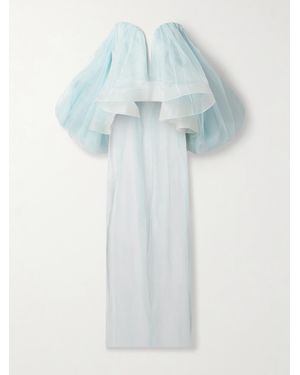 Zimmermann Crush Strapless Ruffled Silk-Organza Top - Blue