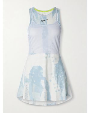 Nike Slam Tennis-Kleid Aus Bedrucktem Dri-Fit-Material Und Mesh - Blau