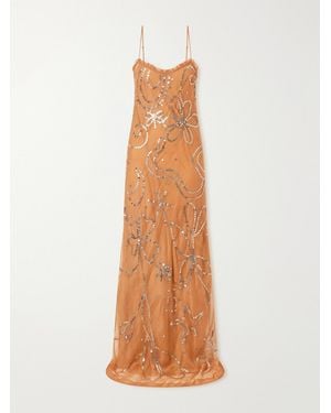 Alix Of Bohemia Athens Paillette-Embellished Silk-Blend Maxi Dress - White