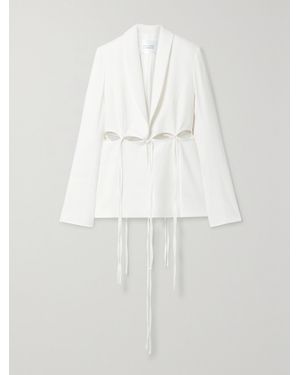Galvan London Ellipse Cutout Satin-Trimmed Crepe Blazer - White
