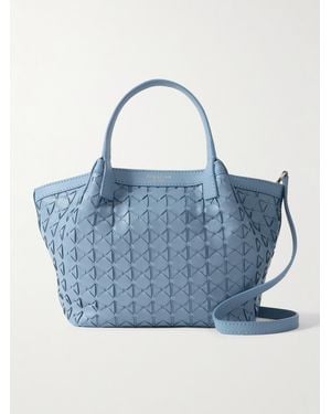 Serapian Secret Mini Schultertasche Aus Mosaico-Leder - Blau