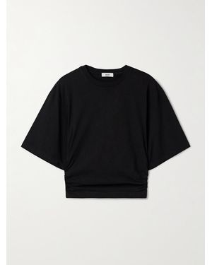 Agolde Shari Ruched Cotton-Jersey T-Shirt - Black