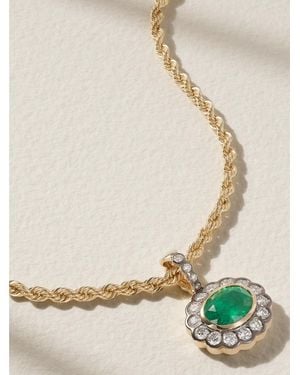 Marlo Laz 14-Karat And, Emerald And Diamond Necklace - Natural