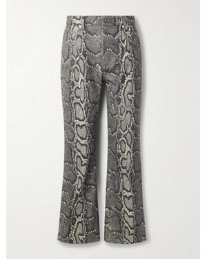 Gabriela Hearst Ezra Snake-Print Recycled Mid-Rise Bootcut Jeans - Gray
