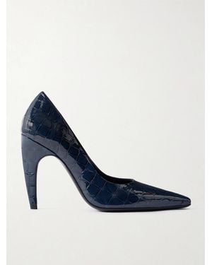 Jude Fame Croc-Effect Leather Court Shoes - Blue
