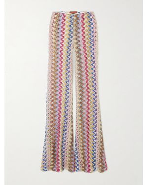 Missoni Metallic Crochet-Knit Flared Pants - Pink