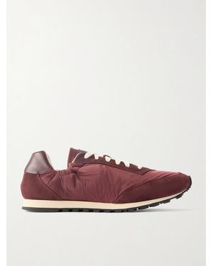Le Monde Beryl Slim Runner Suede And Leather-Trimmed Shell Trainers - Pink