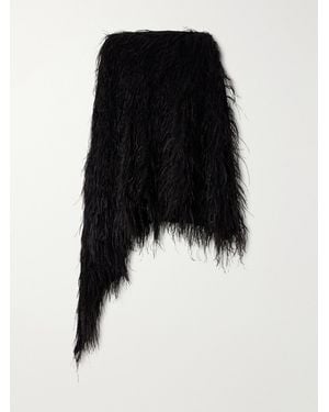 Sharon Wauchob Feathers-Embellished Silk Cape - Black