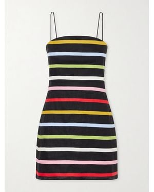 Cala De La Cruz Roma Striped Linen Mini Dress - Black