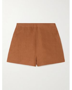 Posse Perri Pleated Linen Shorts - Brown