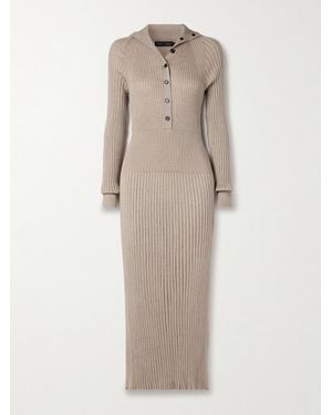 Proenza Schouler Maeve Ribbed Merino Wool And Silk-Blend Midi Dress - Natural