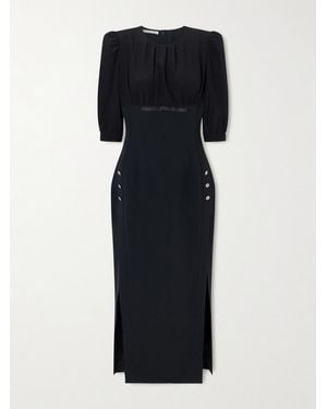 Alessandra Rich Midikleid Aus Seiden-Cady Mit Raffungen, Verzierungen Und Schleife - Schwarz
