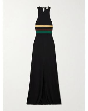 Saint Laurent Striped Crepe-Jersey Maxi Dress - Black