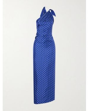 Christopher Esber Bandana Printed Silk Twill Maxi Dress - Blue