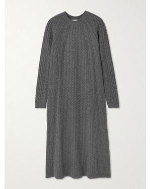 Lisa Yang Nyla Cable-Knit Cashmere Midi Dress - Grey