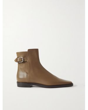 TOTEME Net Sustain The Belted Leather Ankle Boots - Brown