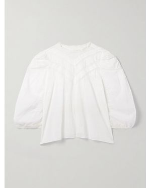 Doen Adelphine Crochet-Trimmed Pintucked Organic Cotton-Voile Blouse - White